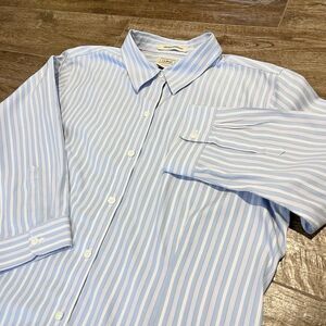 LL BEAN Shirt Women L Striped Wrinkle Resistant Button Up Long Sleeve Blue Pink